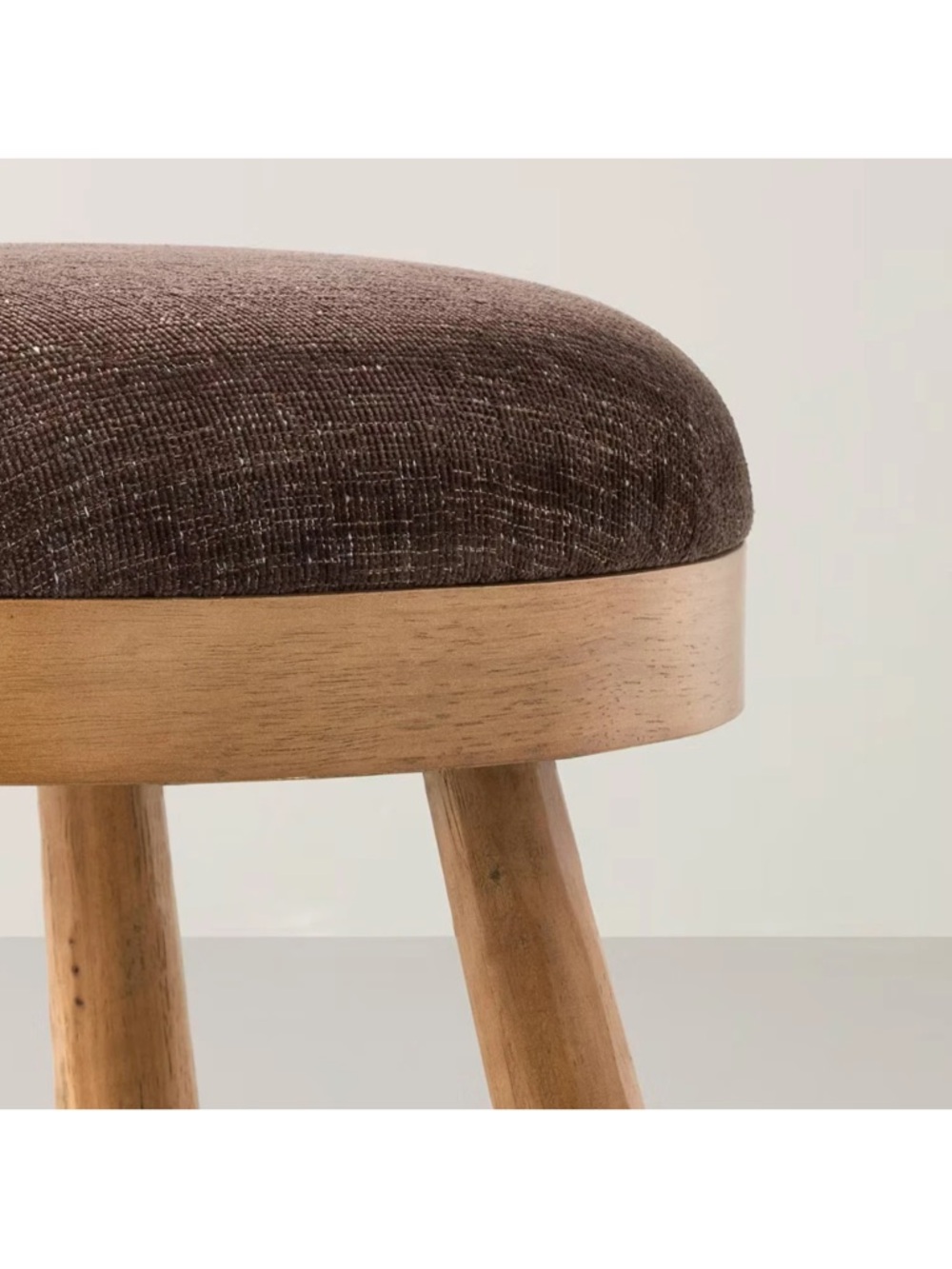 Hearth & Hand Magnolia Upholstered Round Top Mid Century Ottoman Brown NEW! - Picture 4 of 5
